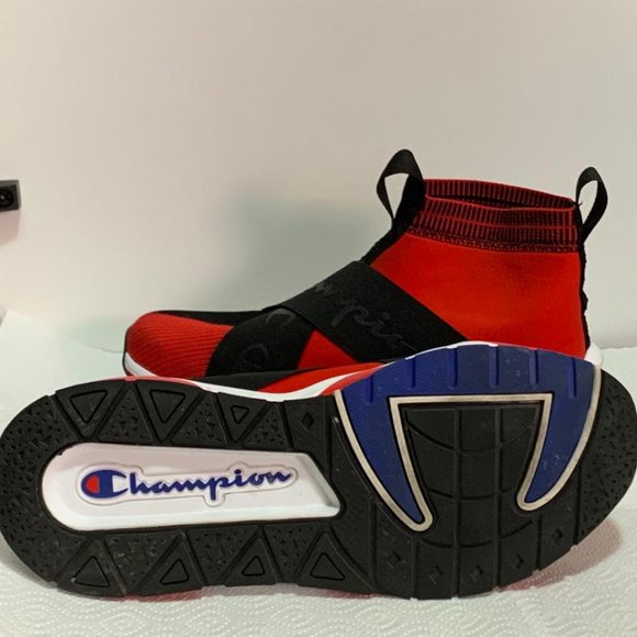 red and black champion shoes
